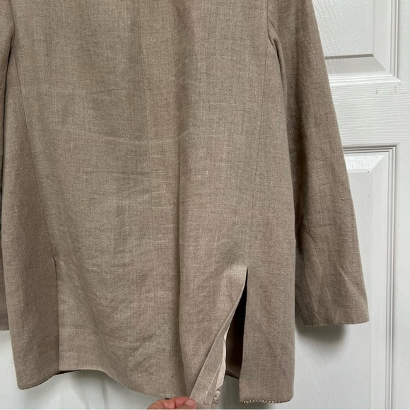 Linen Blazer Women’s Size Medium Tan Pockets - Picture 12 of 14